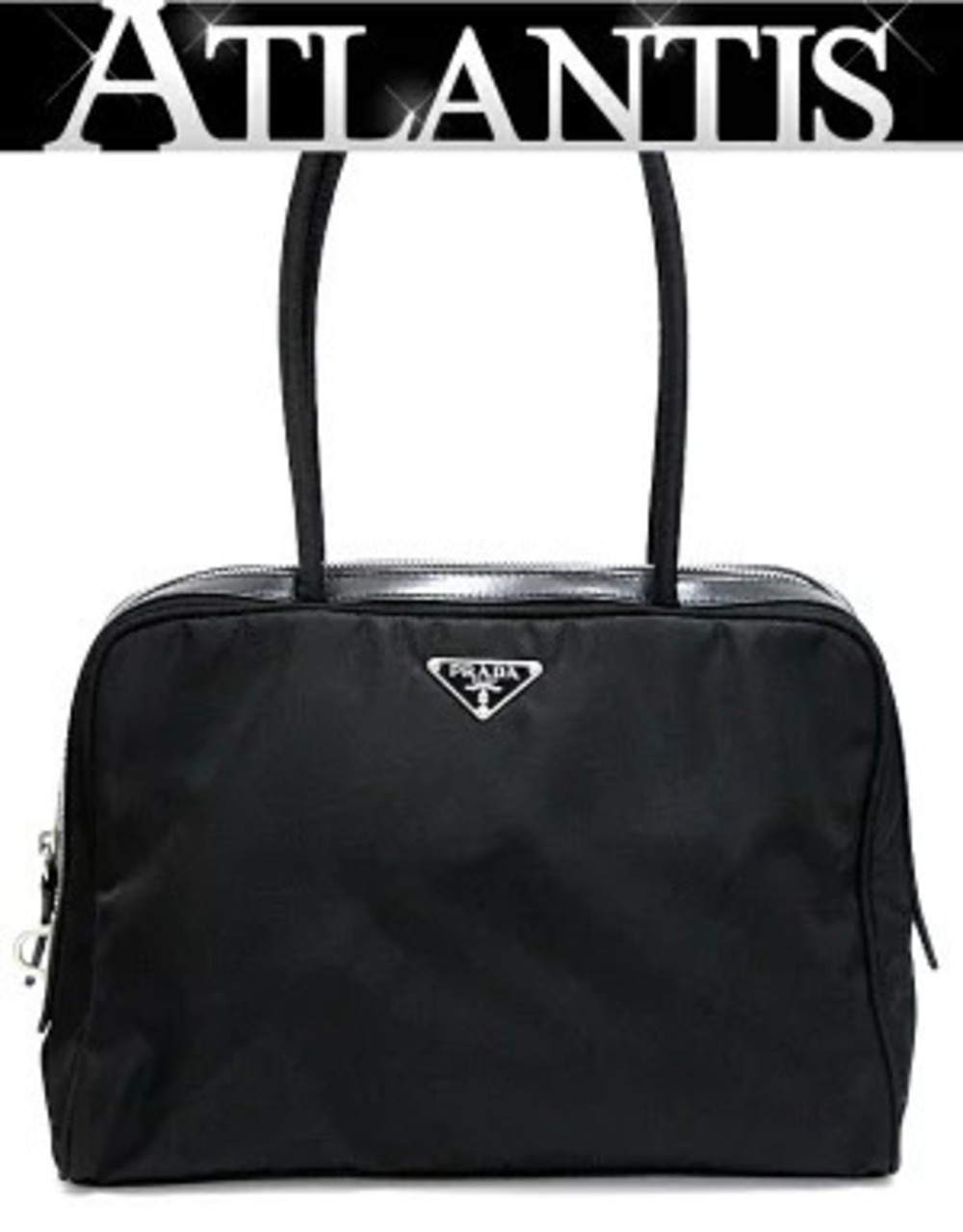 Prada handbag triangular Hobo bag leather black